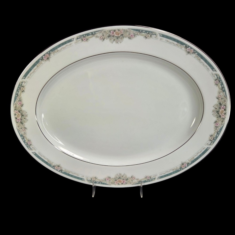 Noritake Enhancement Oval Platter Large Serving 13 Inch Floral 4035 Discontinued